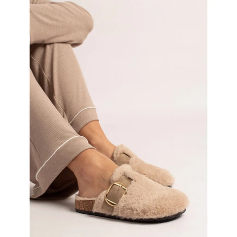Lunar Rhianna Beige Womens Clog Style Mule Slippers