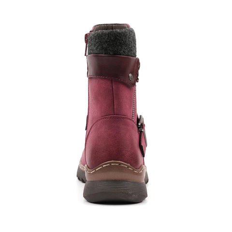 Lunar Haley Burgundy Womens Casual Comfort Waterproof Zip Up Ankle Boots