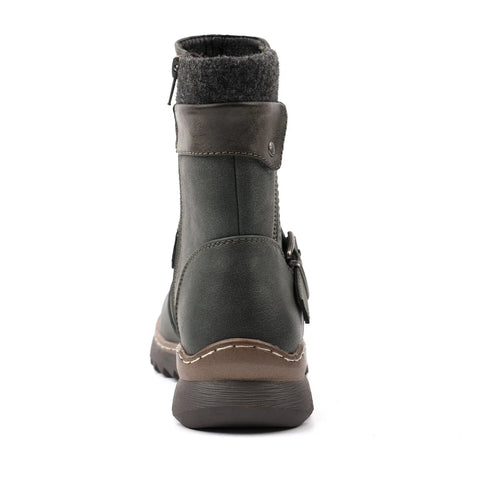 Lunar Haley Green Womens Casual Comfort Waterproof Zip Up Ankle Boots