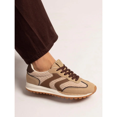 Lunar Jaz Beige Womens Lace Up Trainers