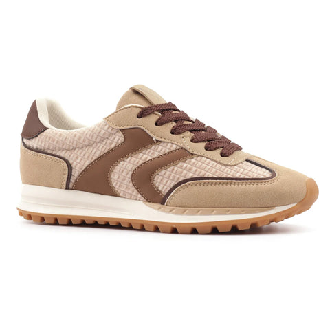 Lunar Jaz Beige Womens Lace Up Trainers