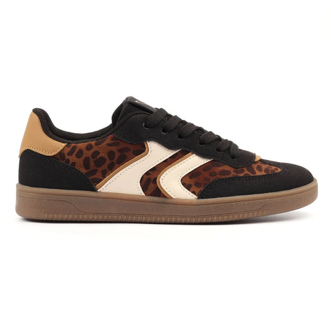 Lunar Jersey Black Womens Lace Up Trainers