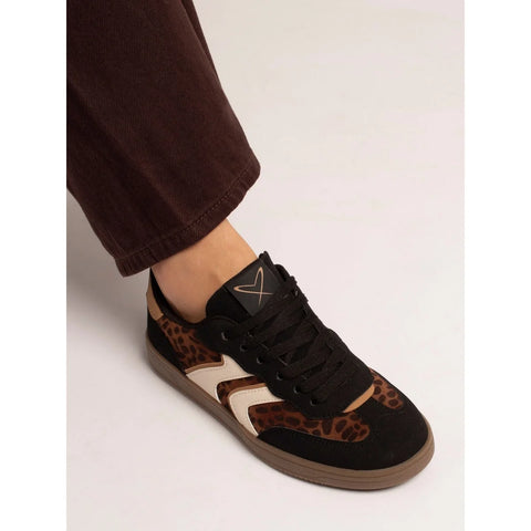 Lunar Jersey Black Womens Lace Up Trainers