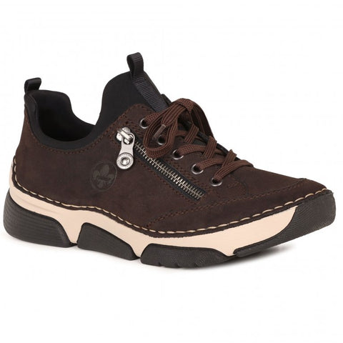 Rieker 45973-25 Brown/Black Womens Casual Comfort Lace Up Trainers