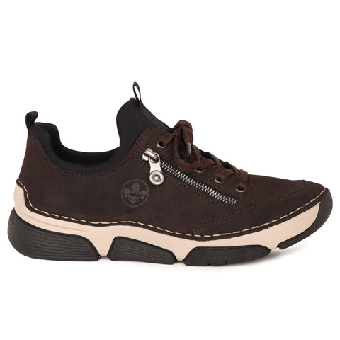 Rieker 45973-25 Brown/Black Womens Casual Comfort Lace Up Trainers