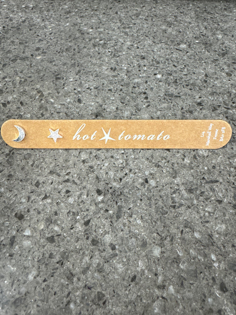 E - Sun & Moon Studs - Stainless Steel W/Worn Silver Finish