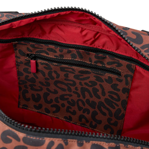 Roka Gatwick Scarlet Leopard Print Recycled Canvas Travel Bag
