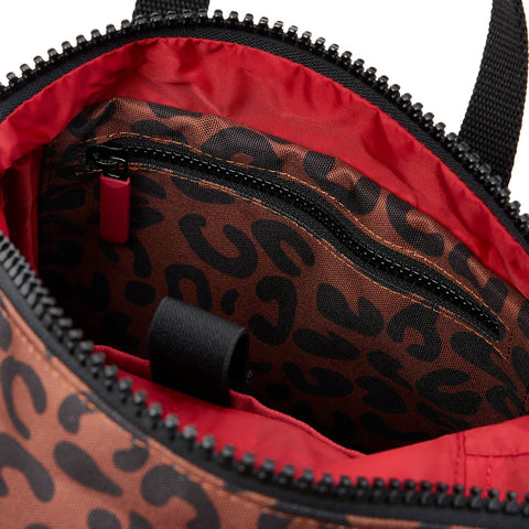 Roka Canfield B Medium Scarlet Leopard Print Recycled Canvas Roll-top Backpack