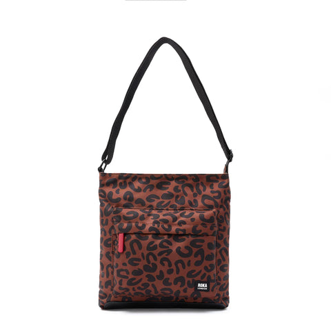 Roka Kennington B Medium Scarlet Leopard Print  Recycled Canvas Cross Body Bag