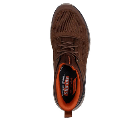 Skechers Slip Ins 205340/BRN Brown Skechers Slip-ins Arch Fit Relaxed Fit: Arch Crosser - Emeric Mens Casual Comfort Hands Free Slip On Trainers