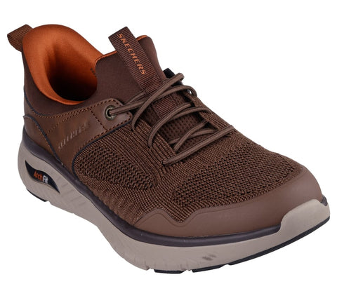 Skechers Slip Ins 205340/BRN Brown Skechers Slip-ins Arch Fit Relaxed Fit: Arch Crosser - Emeric Mens Casual Comfort Hands Free Slip On Trainers