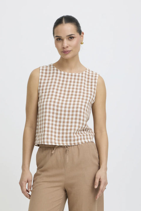 B.Young Byfalakka Oneck Top 20818824 Woodsmoke Check