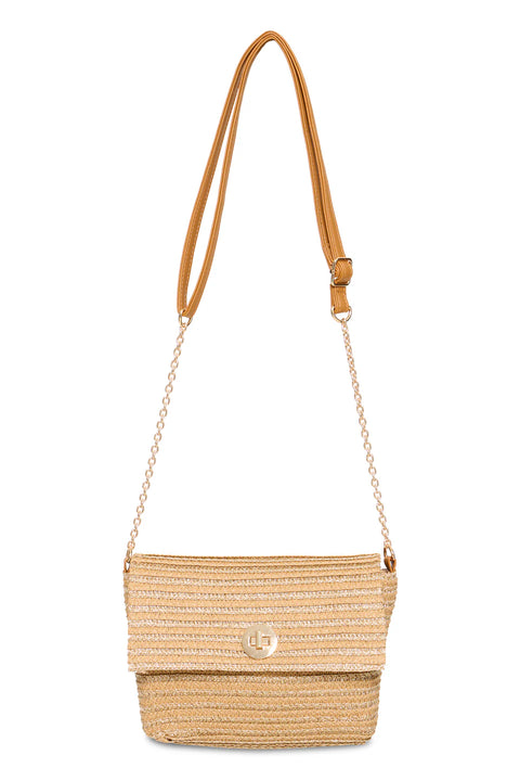 B.Young 20819005 Byviesta Natural Medium Straw Shoulder Bag