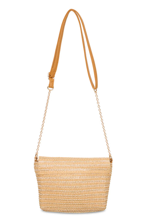 B.Young 20819005 Byviesta Natural Medium Straw Shoulder Bag