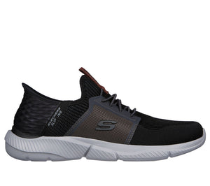Skechers Slip Ins 210609/BKGY Black Mens Casual Comfort Slip On Elastic Lace Trainers