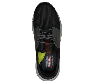 Skechers Slip Ins 210609/BKGY Black Mens Casual Comfort Slip On Elastic Lace Trainers