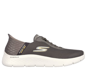 Skechers Slip-Ins 216496/BRN Go Walk Flex- Hands Up Brown Mens Go Walk Flex- Remark Casual Comfort Slip On Elastic Lace Trainers
