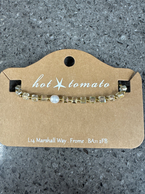 Hot Tomato Friendship Bracelet Crystals with gold plated stainless steel