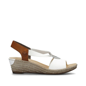 Rieker 624H6-81 White Womens Casual Comfort Slingback Wedge Sandals