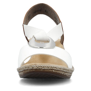 Rieker 624H6-81 White Womens Casual Comfort Slingback Wedge Sandals