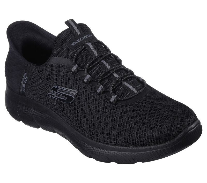 Skechers Slip Ins 232457/BBK Black Mens Casual Comfort Slip On Elastic Lace Trainers