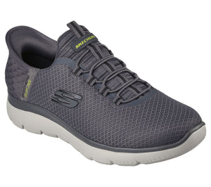 Skechers Slip Ins 232457/CHAR Charcoal Grey Mens Casual Comfort Slip On Elastic Lace Trainers