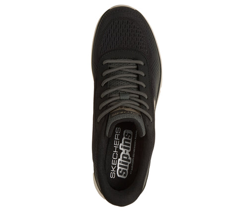 Skechers Slip - Ins 233038/OLBK Olive Black Track - Revno Mens Casual Comfort Hands Free Slip On Trainers