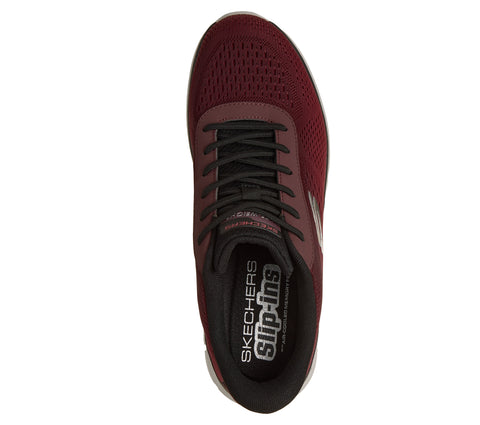 Skechers Slip - Ins 233038/RDBK Red Black Track - Revno Mens Casual Comfort Hands Free Slip On Trainers