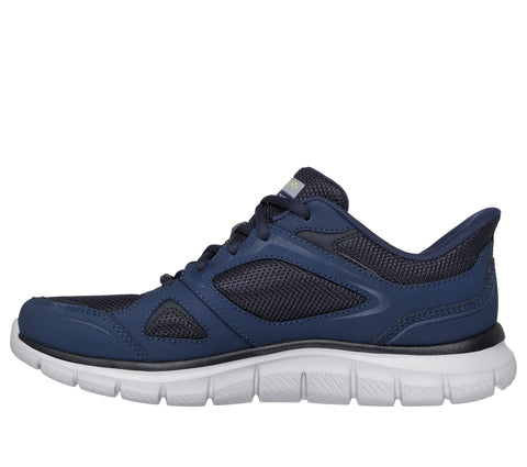 Skechers Slip Ins 233039/NVLM Navy Lime Track - Ezral Mens Casual Comfort Hands Free Slip On Elastic Lace Trainers