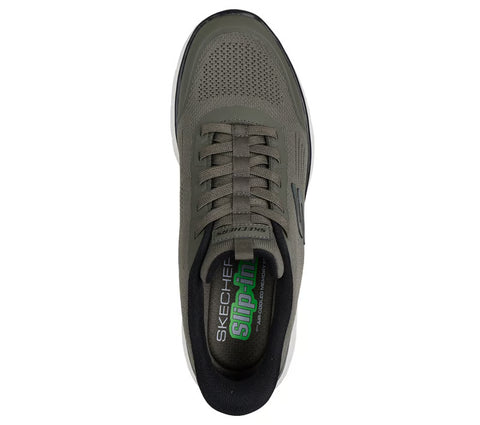 Skechers Slip - Ins 233047/OLBK Olive Black Summits Leyter Mens Casual Comfort Hands Free Slip On Shoes