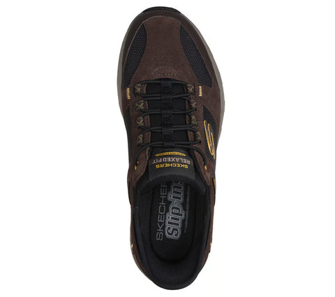 Skechers Slip Ins 237450/BRBK Brown/Black RF: Oak Canyon Mens Casual Comfort Hands Free Slip On Elastic Lace Trainers