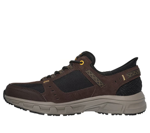 Skechers Slip Ins 237450/BRBK Brown/Black RF: Oak Canyon Mens Casual Comfort Hands Free Slip On Elastic Lace Trainers