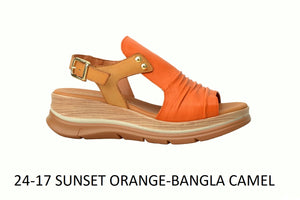 Paula Urban 24-17 Sunset Orange Bangla Camel Womens Comfort Leather Sandals