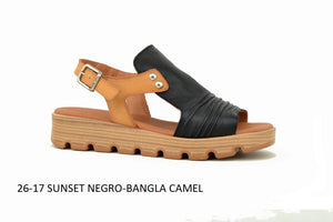 Paula Urban 26-17 Sunset Negro Bangla Camel Womens Comfort Leather Sandals