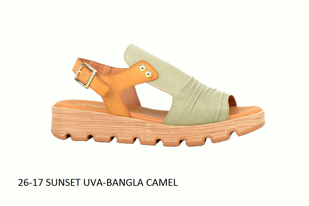 Paula Urban 26-17 Sunset Uva Bangla Camel Womens Comfort Leather Sandals