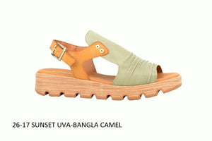 Paula Urban 26-17 Sunset Uva Bangla Camel Womens Comfort Leather Sandals