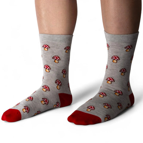 Jess And Lou Luxurious Grey Marvellous Mushrooms Bamboo Socks - Soft, Cozy And Eco-Friendly Comfort For Every Step