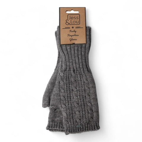 Jess And Lou Charcoal Womens Cosy Cable Knit Fingerless Gloves - Super Soft Wrist Warmers for Ultimate Comfort