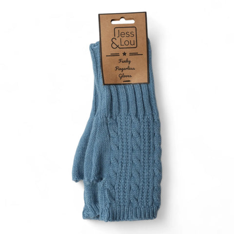 Jess And Lou Cornflower Womens Cosy Cable Knit Fingerless Gloves - Super Soft Wrist Warmers for Ultimate Comfort