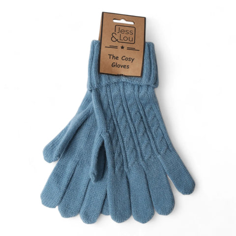 Jess And Lou Cornflower Womens Cosy Cable Knit Gloves - Super Soft Wrist Warmers for Ultimate Comfort