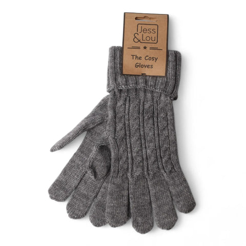 Jess And Lou Charcoal Womens Cosy Cable Knit Gloves - Super Soft Wrist Warmers for Ultimate Comfort