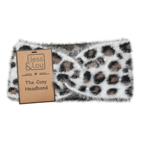 Jess and Lou Cream Cosy Animal Print Headband