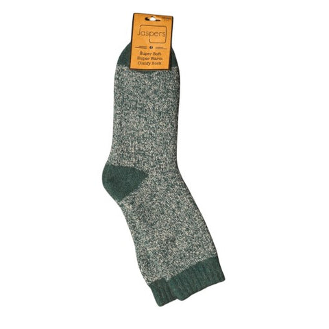 Jaspers Green Marl Mens Cosy Ribbed Super Soft Wool Blend Socks