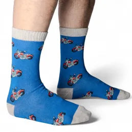 Jaspers Blue Motorcycle Mens Bamboo Socks - Soft, Cozy And Eco-Friendly Comfort For Every Step