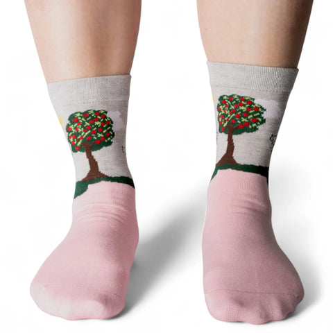 Jess And Lou Luxurious Pink and Grey Funky Farmyard Bamboo Socks - Soft, Cozy And Eco-Friendly Comfort For Every Step