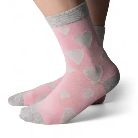 Jess And Lou Luxurious Pink Happy Hearts Bamboo Socks - Soft, Cozy And Eco-Friendly Comfort For Every Step