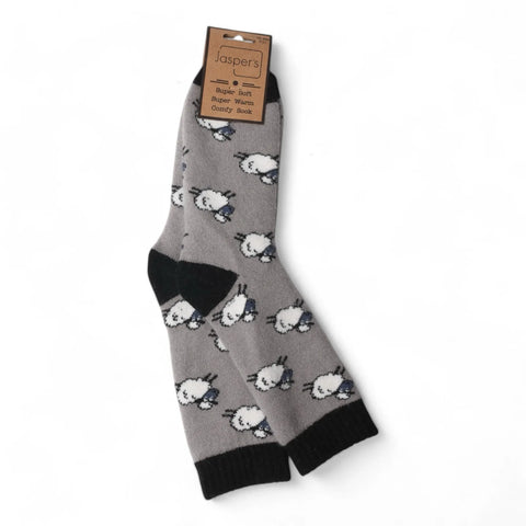 Jaspers Grey Soft Sheep Mens Cosy Ribbed Super Soft Wool Blend Socks