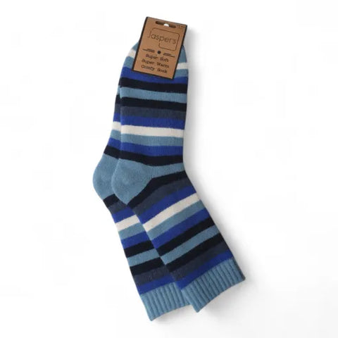 Jaspers Multi Striped Mens Cosy Ribbed Super Soft Wool Blend Socks