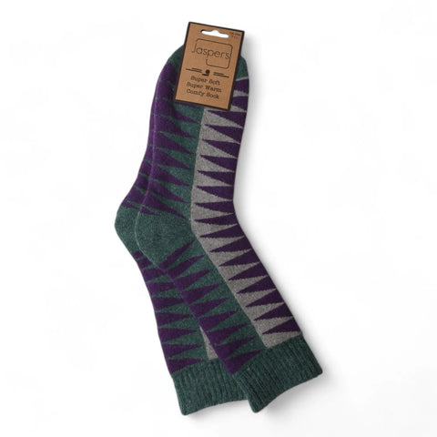 Jaspers Green Dazzling Diamonds Mens Cosy Ribbed Super Soft Wool Blend Socks