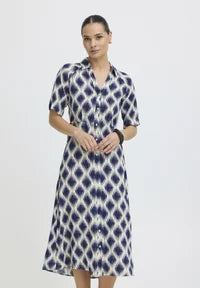 B.Young 20818764 Bymmjoella Shirt Dress 6 Ogee Ikat Med Blue